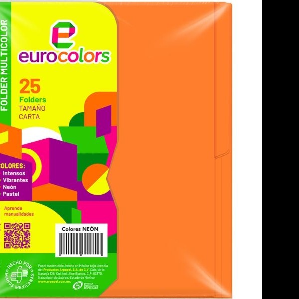 FOLDER CTA. EUROCOLORFLASHFILE NEON MANDARINA PAQUETE C25 PZAS